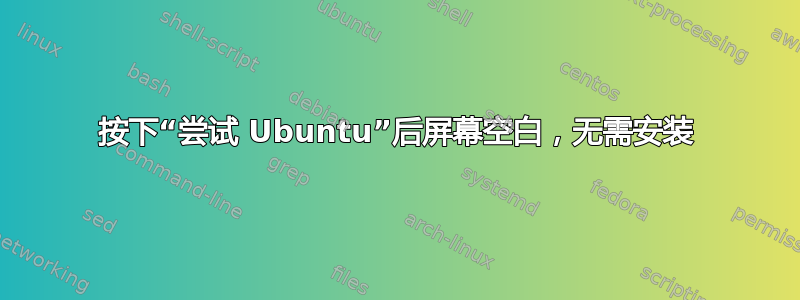 按下“尝试 Ubuntu”后屏幕空白，无需安装