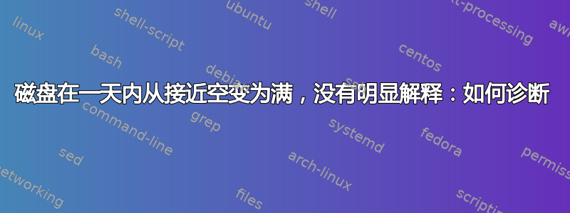 磁盘在一天内从接近空变为满，没有明显解释：如何诊断