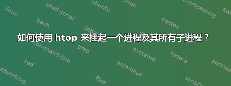 如何使用 htop 来挂起一个进程及其所有子进程？