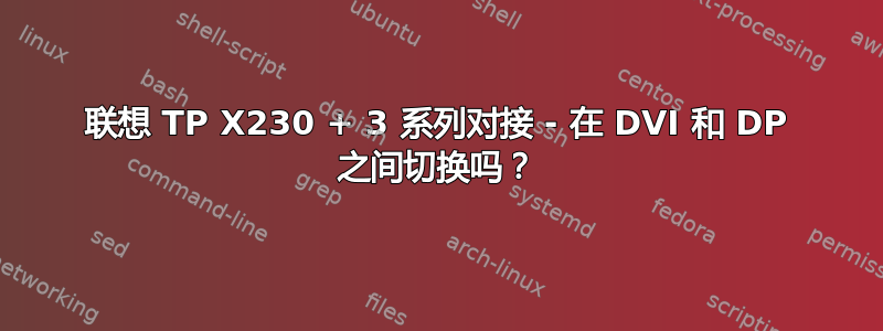 联想 TP X230 + 3 系列对接 - 在 DVI 和 DP 之间切换吗？