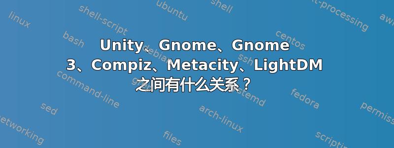 Unity、Gnome、Gnome 3、Compiz、Metacity、LightDM 之间有什么关系？