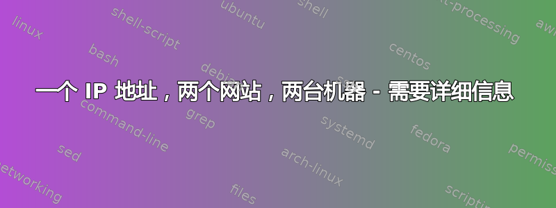 一个 IP 地址，两个网站，两台机器 - 需要详细信息