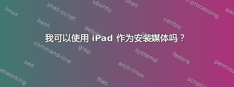 我可以使用 iPad 作为安装媒体吗？