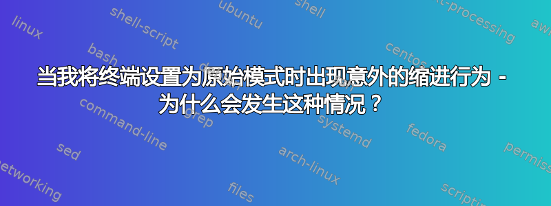 当我将终端设置为原始模式时出现意外的缩进行为 - 为什么会发生这种情况？