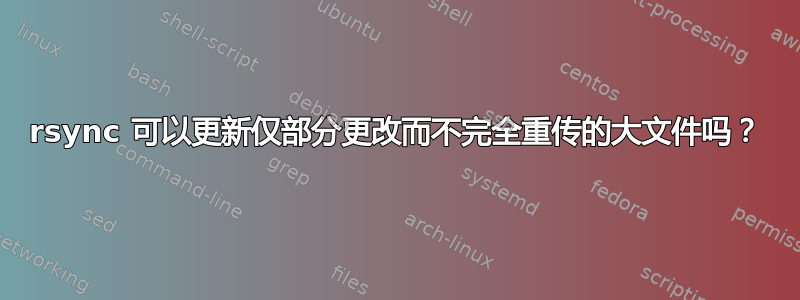 rsync 可以更新仅部分更改而不完全重传的大文件吗？