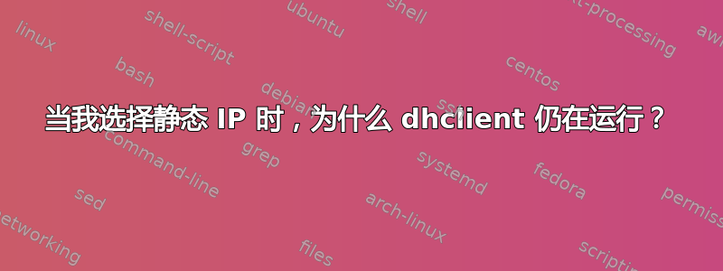 当我选择静态 IP 时，为什么 dhclient 仍在运行？