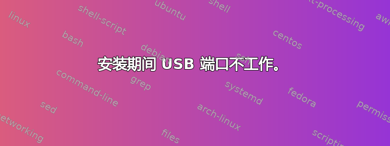 安装期间 USB 端口不工作。