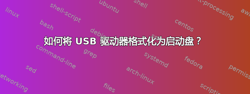 如何将 USB 驱动器格式化为启动盘？