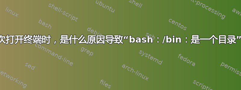 每次打开终端时，是什么原因导致“bash：/bin：是一个目录”？