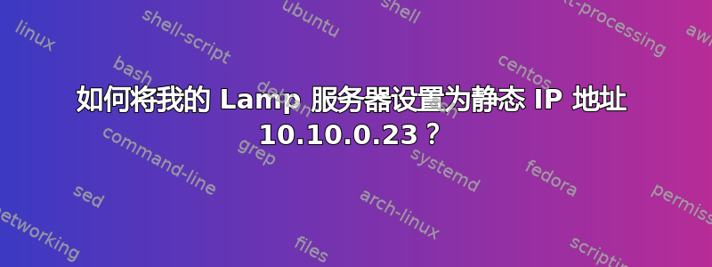 如何将我的 Lamp 服务器设置为静态 IP 地址 10.10.0.23？