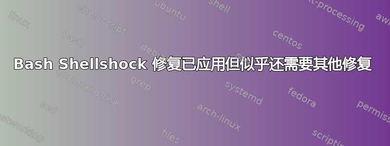 Bash Shellshock 修复已应用但似乎还需要其他修复