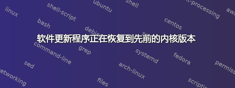 软件更新程序正在恢复到先前的内核版本