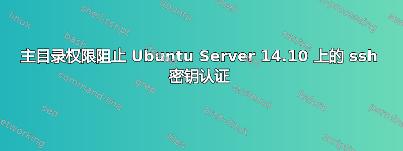 主目录权限阻止 Ubuntu Server 14.10 上的 ssh 密钥认证