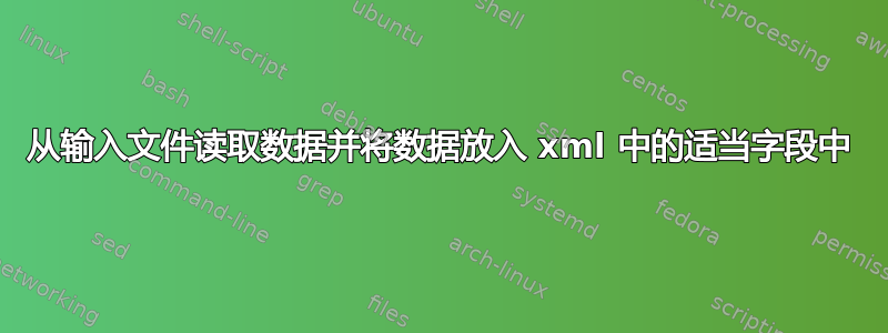 从输入文件读取数据并将数据放入 xml 中的适当字段中