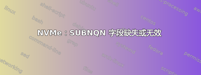 NVMe：SUBNQN 字段缺失或无效