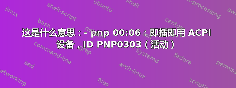 这是什么意思：- pnp 00:06：即插即用 ACPI 设备，ID PNP0303（活动）