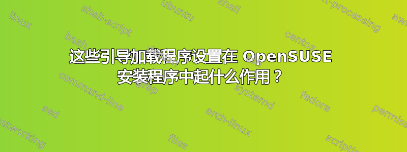 这些引导加载程序设置在 OpenSUSE 安装程序中起什么作用？