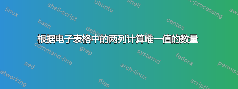 根据电子表格中的两列计算唯一值的数量