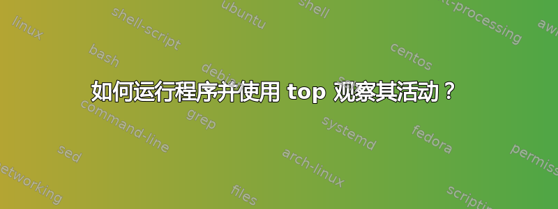 如何运行程序并使用 top 观察其活动？