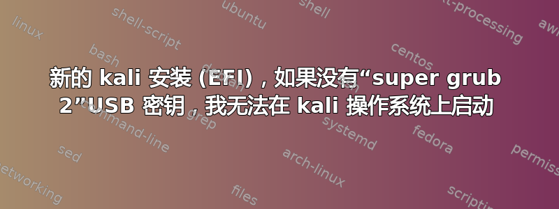 新的 kali 安装 (EFI)，如果没有“super grub 2”USB 密钥，我无法在 kali 操作系统上启动