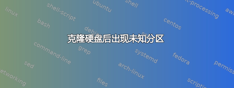 克隆硬盘后出现未知分区