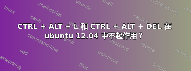 CTRL + ALT + L 和 CTRL + ALT + DEL 在 ubuntu 12.04 中不起作用？