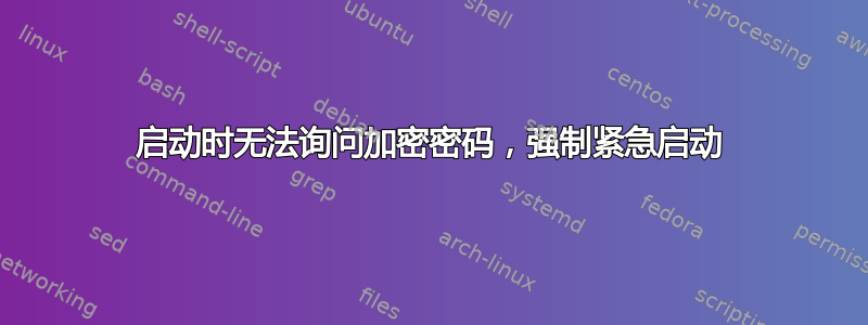 启动时无法询问加密密码，强制紧急启动