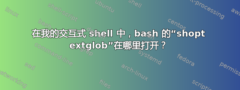 在我的交互式 shell 中，bash 的“shopt extglob”在哪里打开？