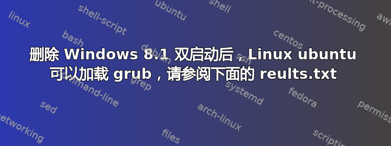 删除 Windows 8.1 双启动后，Linux ubuntu 可以加载 grub，请参阅下面的 reults.txt