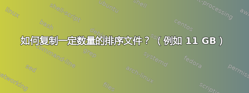 如何复制一定数量的排序文件？ （例如 11 GB）