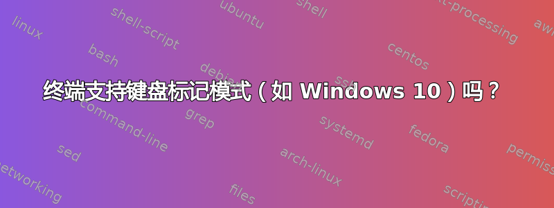 终端支持键盘标记模式（如 Windows 10）吗？