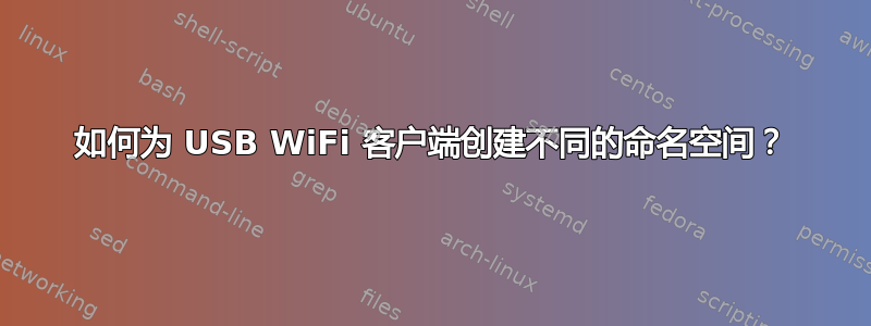 如何为 USB WiFi 客户端创建不同的命名空间？