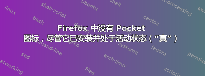 Firefox 中没有 Pocket 图标，尽管它已安装并处于活动状态（“真”）