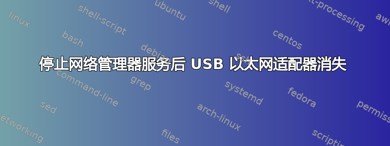 停止网络管理器服务后 USB 以太网适配器消失