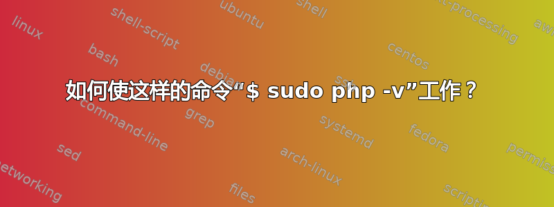如何使这样的命令“$ sudo php -v”工作？