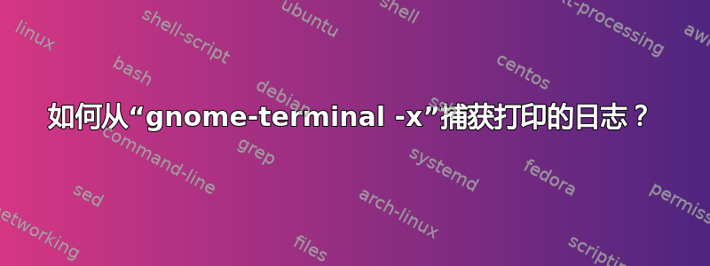 如何从“gnome-terminal -x”捕获打印的日志？