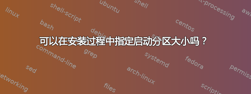 可以在安装过程中指定启动分区大小吗？