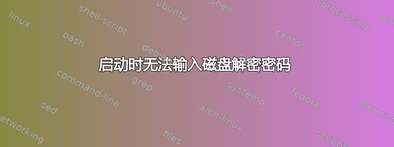 启动时无法输入磁盘解密密码