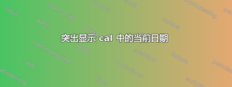 突出显示 cal 中的当前日期