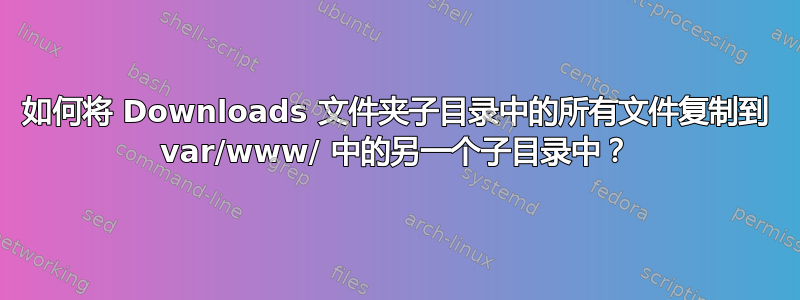 如何将 Downloads 文件夹子目录中的所有文件复制到 var/www/ 中的另一个子目录中？