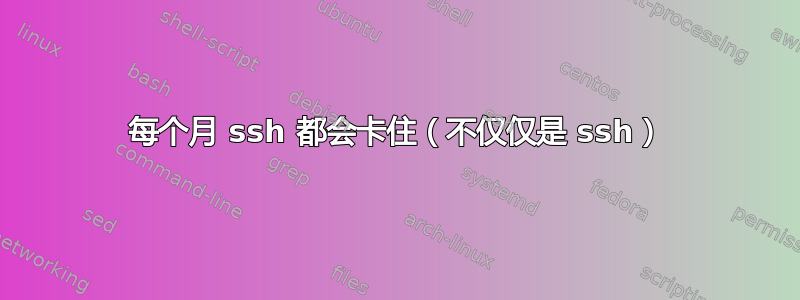 每个月 ssh 都会卡住（不仅仅是 ssh）