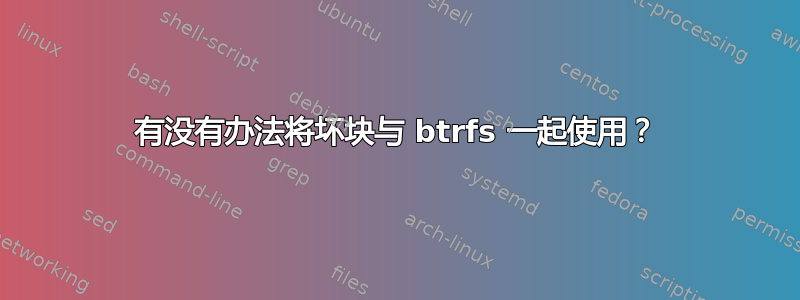 有没有办法将坏块与 btrfs 一起使用？