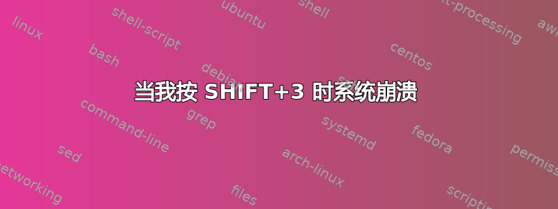 当我按 SHIFT+3 时系统崩溃