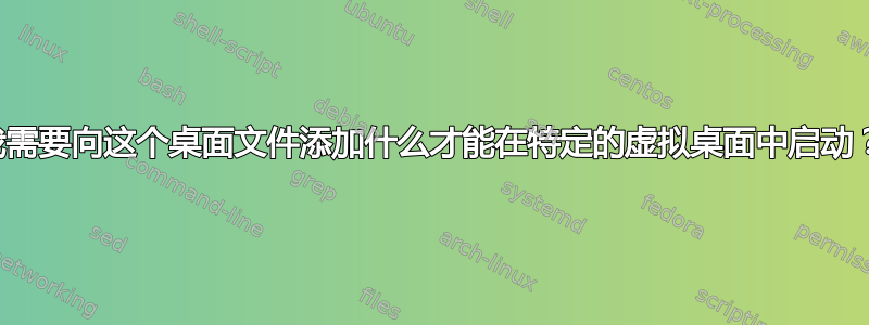 我需要向这个桌面文件添加什么才能在特定的虚拟桌面中启动？