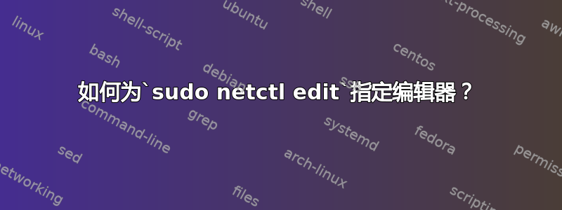 如何为`sudo netctl edit`指定编辑器？