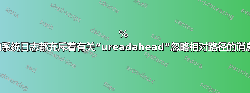 92% 的系统日志都充斥着有关“ureadahead”忽略相对路径的消息