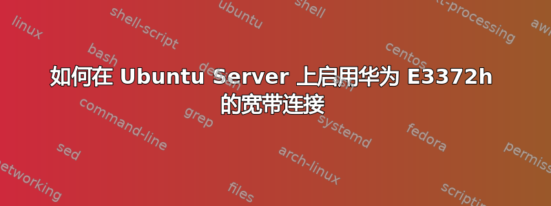 如何在 Ubuntu Server 上启用华为 E3372h 的宽带连接