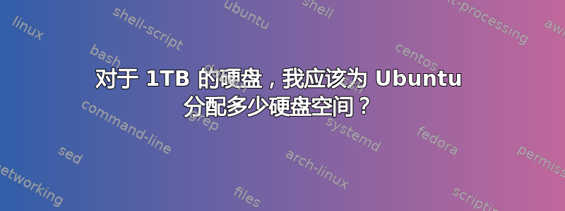 对于 1TB 的硬盘，我应该为 Ubuntu 分配多少硬盘空间？