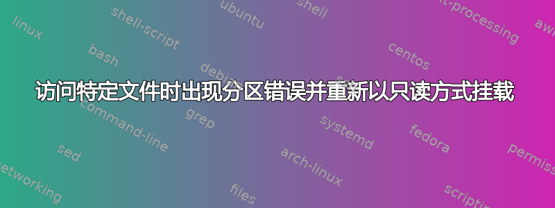 访问特定文件时出现分区错误并重新以只读方式挂载