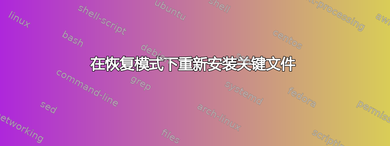 在恢复模式下重新安装关键文件